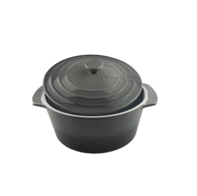 China Restaurant Round Ceramic Fondue Pot With Two Handles for sale