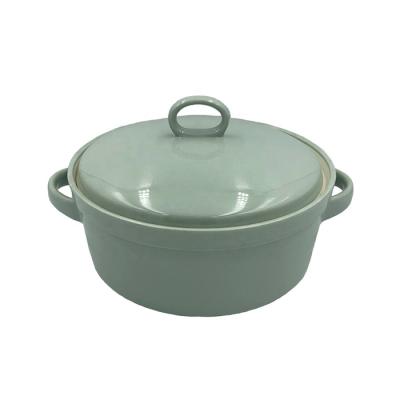 China Green Nordic Ceramic Soup Pot Cookware Casseroles With Lid for sale
