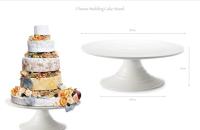 China Ceramic Cheese Wedding Cake Stand White Round for sale