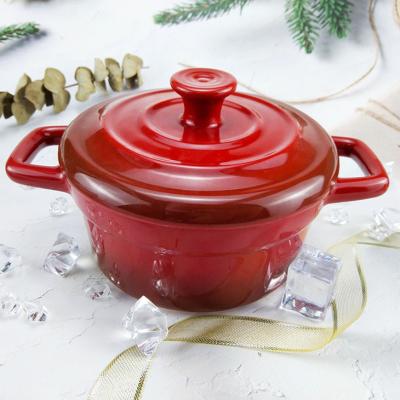 China Single Servings Mini Casserole Pot Soup Bowl Ceramic Cocotte With Lid for sale