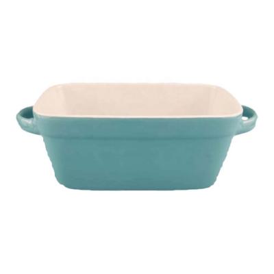 China Classic Green Ceramic Deep Baking Tray Nordic Style Nontoxic for sale