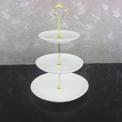 China European White Glazed Ceramic Fruit Plate Three Layer Multi Layer Fruit String Plate for sale