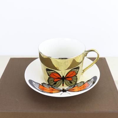 China Mirror Reflection European Coffee Cup And Saucer Set Creative Electroplating for sale