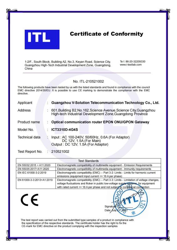 CE - Guangzhou V-Solution Telecommunication Technology Co., Ltd.