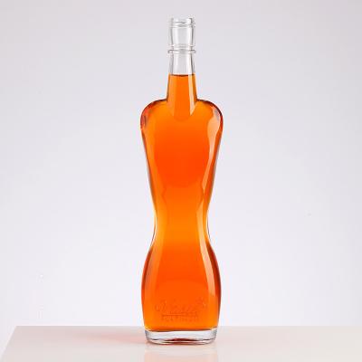 China Whisky Spirit Glass Products Unique Shape Woman Body Glass Liquor Bottle for Liquor for sale