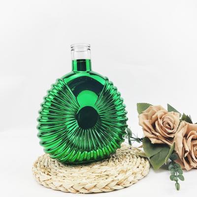 China 700ml Glass Electroplating Process Wine Bottle for Colorful Brandy and Green Beer for sale