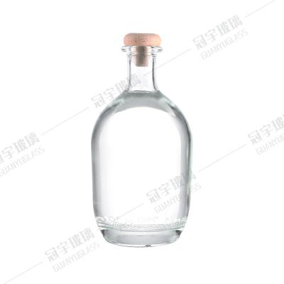 China Acceptable Customer's Logo Glass Products 500ml 750ml Empty Alcohol Bottle with Cork for sale