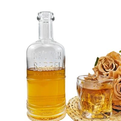 China Botella de vidrio redonda de 500 ml 750 ml para whisky, ginebra, vodka, bebidas alcohólicas en venta