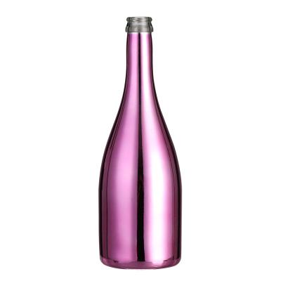 China Customized Logo Glass Collar Bottles for Hot Stamping Screw Cap Purple Champagne Wine for sale