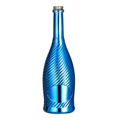 China Custom Capacity Matte Pink Silver Gold Blue Silver Electroplated Champagne Bottle 750ml with Cap for sale