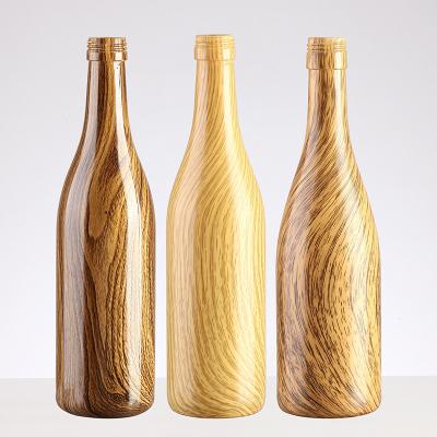 China Clients' Specific Requirements Wood Pattern Style 75cl Glass Bottles for Wine and Beer for sale