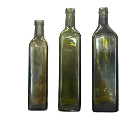 China 100ml 250ml 375ml 500ml 750ml Dark Green Cylinder Olive Oil Glass Bottles with Aluminum Cap for sale