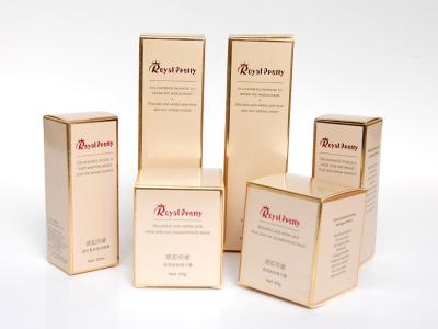 中国 Customized Size Design Gold Color Hot Stamping Carton Box Printing for Cosmetic Packaging 販売のため