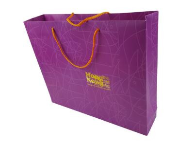 中国 Custom Logo Gold Hot Stamping Purple Color Printing 300G Matte Art Paper Material OEM Design Paper Bag 販売のため