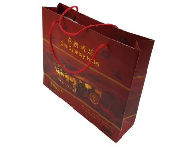 中国 Paper Material Background Full Brown Color Printing Customized Design Paper Bags OEM Printing Factory with Rigid Handle 販売のため