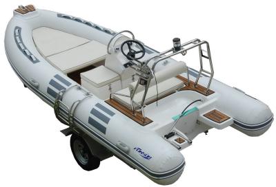 China Hand Made FRP Inflatable RIB Boats , Deep - V Fiberglass Hull Inflatable Fishing Dinghy for sale