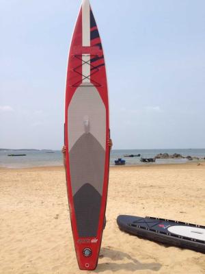China Stand Up Inflatable Standup Paddleboard 3.8meter Length 15cm Width Red Airmat Floor for sale