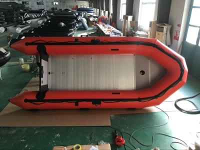 China Orange Color Hypalon Foldable Inflatable Boat Aluminum Floor 470cm Length For Rescue for sale