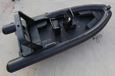 China Black Hypalon color Rigid Hull Inflatable RHIB Boat with Outboard Motor for fishing and rescue for sale