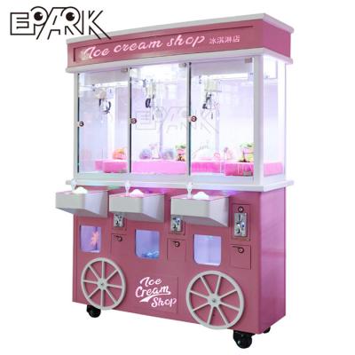 China Coin Pusher 3 Players Gift Crane Game Machine Indoor Pink for sale