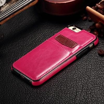 China IPhone 6 Plus Leather Back Cover 5.5 Inch Snap On Two Credit Card Slots for sale