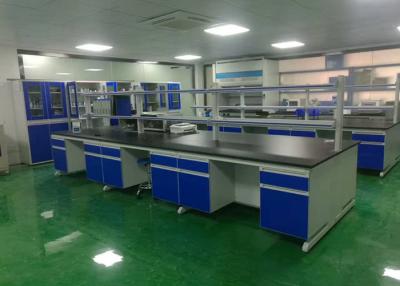 China Chemical Wood Lab Furniture , Laboratory Island Bench With Reagent Shelf for sale
