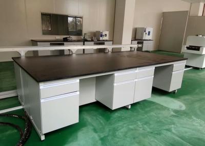 China White Wood Lab Workbench Furniture With Steel Frame For High School / Hospital for sale