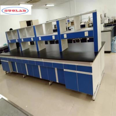 China Well-Organized Chemistry Lab Bench with Drawers and Smooth Blue Surface for sale