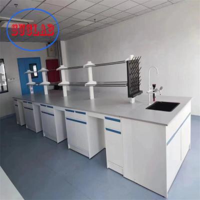 China Chemistry Lab Bench Lab Furniture Manufacturers Reagent Racks Cold-Rolled Steel Lab Benches with Adjustable Glass Shelf Te koop