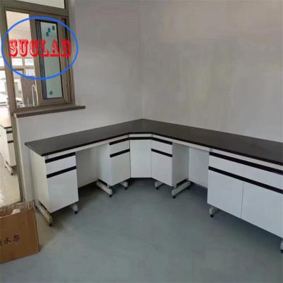 China 1500*750*900MM Wood Metal Chemistry Lab Workbench Adjustable Height Legs for sale