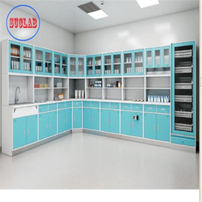 China Hospital Clinic Furniture Wall Mounted Disposal Cabinet Stainless Steel Handle 110 Degree Hinge White for sale