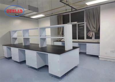 China Estante de vidrio ajustable Banco de laboratorio de química Banco de laboratorio de Hong Kong Con tapas fenólicas Base metálica y tren silencioso en venta