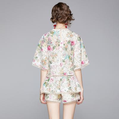China QUICK DRY Pink Color Floral Print Lantern Sleeve Women Short Holiday Casual Dresses for sale