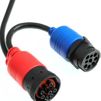 China Heavy Duty J1939 Male To Female Extension OBD2 Connector Cable For Vehicle Gateway Install for sale