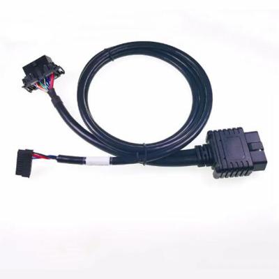 China Custom Black Automotive Wiring Harness With 16-Pin OBD2 Male Connector Cable For Car Diagnostics for sale