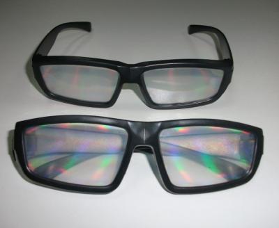China Educational Resuable 3D Prism Fireworks Glasses With Black Frame CE FCC RoHS for sale