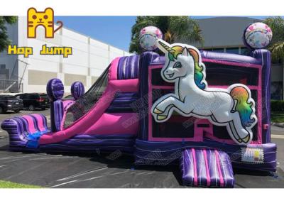 China Commercial Unicorn Kids Inflatable Bouncer Combo Bouncy Castle Inflatable Combo Slide Bouncing Castle for sale
