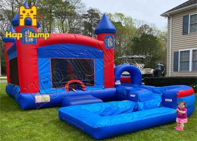 China Uv Protective 0.55mm PVC Kids Inflatable Bounce House With Pool for sale
