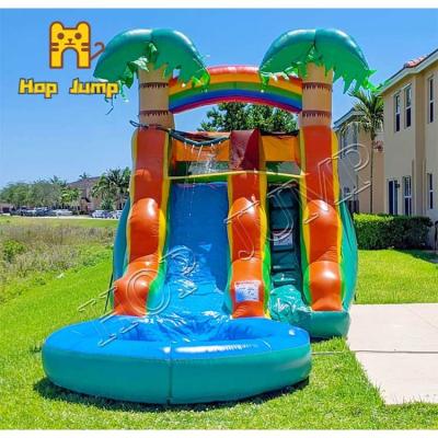 China 13ft Kids Inflatable Water Slide Lagoon Water slide Hop Jump Wet Slide for sale