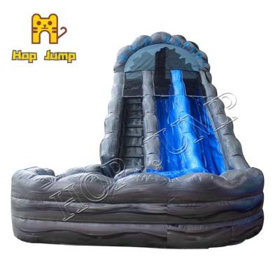 China Double Lane Rock Turn Marble Wet Dry Inflatable Water Slide Hop Jump For Kids for sale