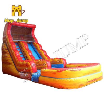 China Fire Inflatable Water Slide 0.55mm Pvc Marble Material Wet Slide for sale