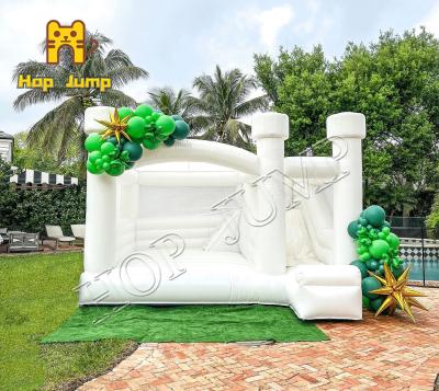 China 17ft White Wedding Bouncer Slide Combo  Inflatable Bounce House Combo With Slide for sale