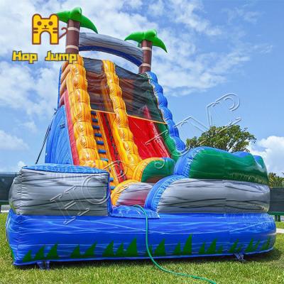 China 22ft Marble Tropical Water Slide Commercial Inflatable Slide With Pool For Teenagers for sale