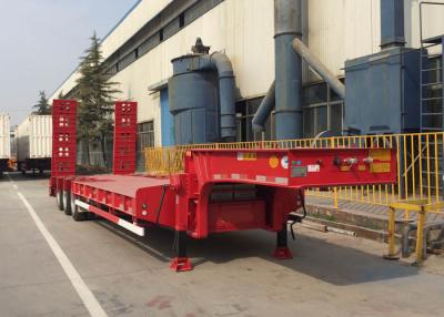 China Loading Construction Machines Hydraulic Flatbed Trailer 3 Axles 80 Tons 17m for sale