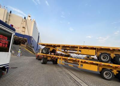 China 12500*2500mm Flatbed Full Trailer Truck 28T JOST Landing Gear for sale