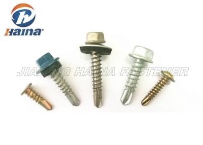 China Carbon Steel 4.8 5.8 drive Painted Hex Head Self Drilling Screws and washers for sale
