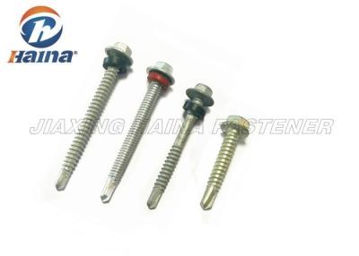 China Painted Hex Head Mechanical Galvanized self tappingdrilling  screws and Rubber Washer for metal sheet for sale