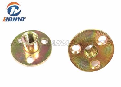 China Round T Nut Fasteners With Three Brad Hole , Stainless Steel Tee Nuts Iron Plated for sale
