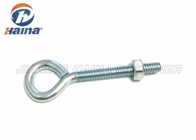 China Gr 4.8 M6 - M24 Full Thread Hook Blue White Zinc Plated Machinery Eye Bolt for sale