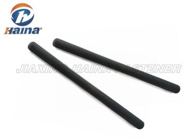 中国 円形の頭部の黒のコーティングの炭素鋼4.8 8.8十分に通された棒およびナット 販売のため
